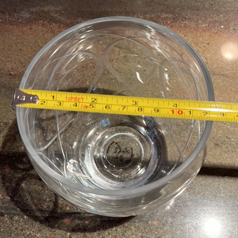 Small chunky glass etched vase